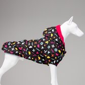 Lindo Dogs - Honden regenjas - Hondenjas - Hondenkleding - Regenjas voor honden - Fleece - Waterproof/Waterdicht - Poncho - Joy - Rood en geel - Maat 6