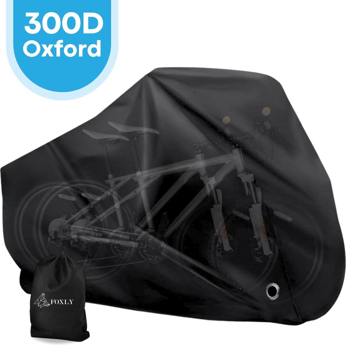 FOXLY® Fietshoes voor 1/2 fietsen Universeel - Waterdicht 300D Oxford - Fietsbeschermhoes - Elektrische fiets - Incl. opbergzak