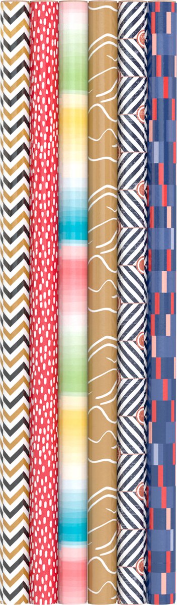 60 Rollen alledaagse inpakpapier, 70 x 200cm – Cadeau Papier Inpak Feest Standaard