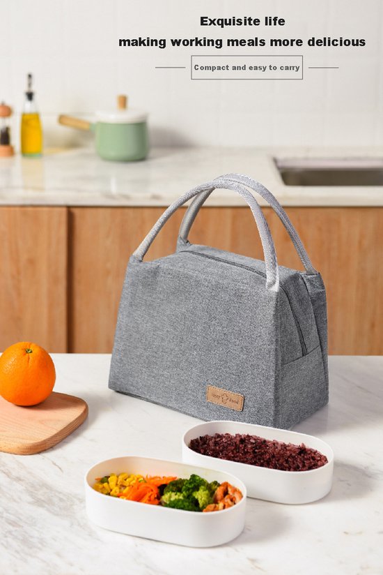 Rainbecom - Sacs isothermes - Sac à lunch - 19x27x16 cm - 7 litres - Grijs - Isolation - Polyester cationique 300D - Riem de poignée - Sac isotherme - Sac à lunch - Sac isotherme - Sac de pique-nique