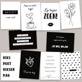 Jeu de cartes vivantes 10 pièces Zwart/ blanc - Carte de texte - Cartes de citation - Cartes de décoration pour la maison