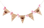 Jute honden slinger met roze strikjes - hond - slinger - dog - jute - honden verjaardag - huisdier - decoratie