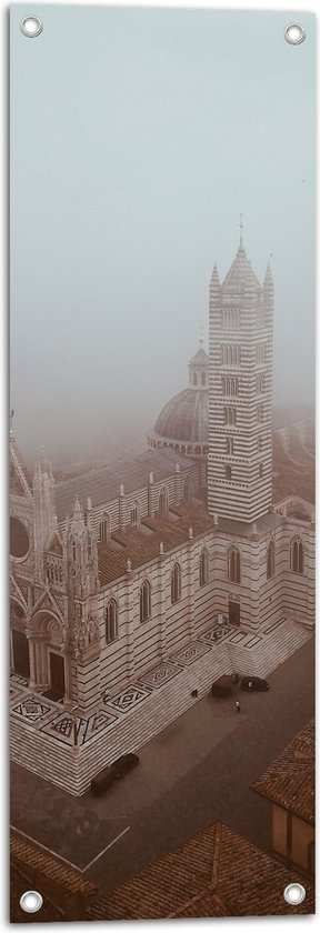 Tuinposter – Bovenaanzicht van Kathedraal in Siena, Italie - 30x90 cm Foto op Tuinposter (wanddecoratie voor buiten en binnen)