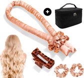 Bol.com BeautyFit - Heatless Curls 4-delig + opbergtas - Krulspelden Champagne - Haarrollers - Krullen Zonder Hitte - Krullers -... aanbieding