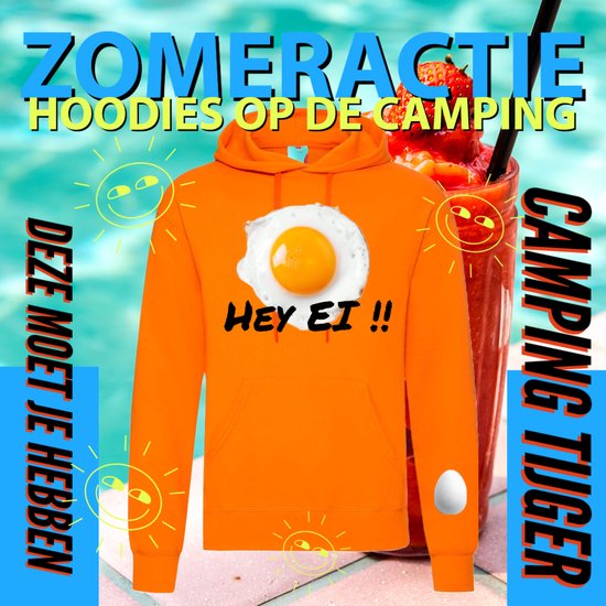 Hoodie camping - Grappige Hoodie Hey ei - Hoodie Oranje - Maat XXXl