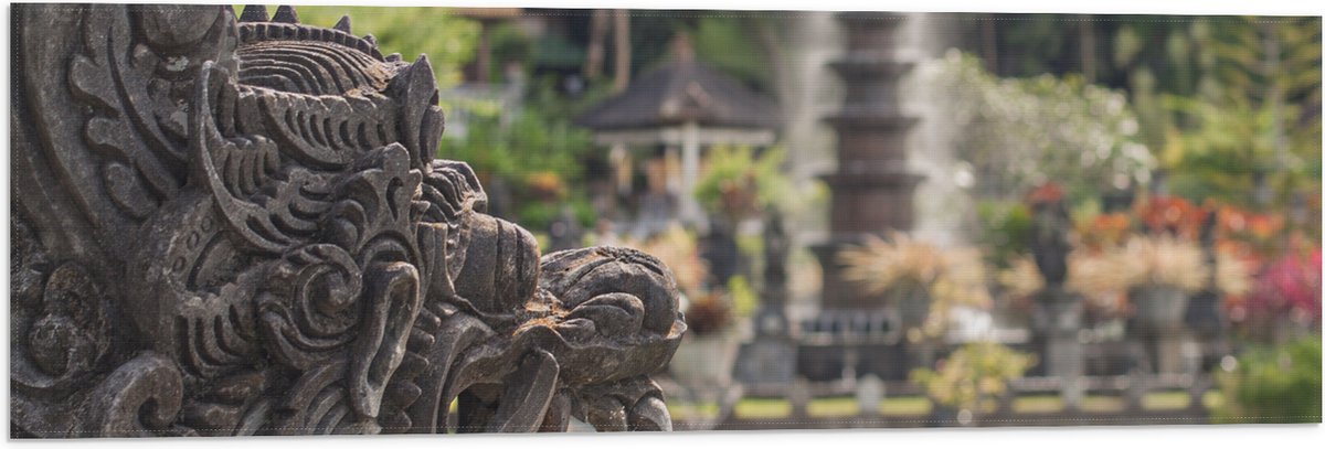 Vlag - Beelden en Fonteinen in Bali - 90x30 cm Foto op Polyester Vlag