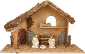Complete kerststal met 3x st kerststal beelden - 50 x 23 x 31 cm -hout/polyresin