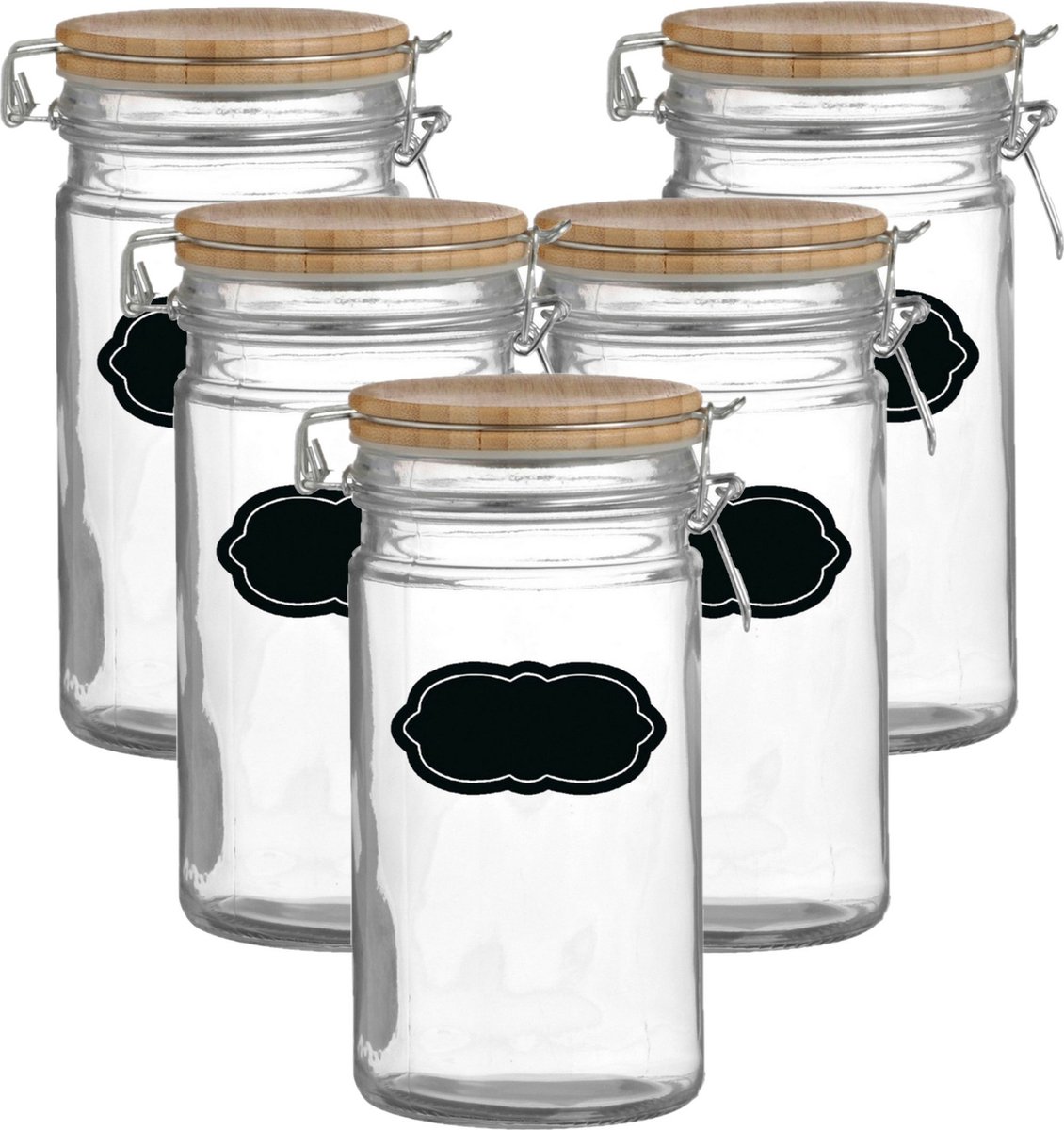 Weckpot/inmaakpot - 10x - 1L - glas - met beugelsluiting - incl. etiketten