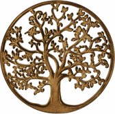 Wanddecoratie Tree of Life/levensboom ornament - Mdf hout - Dia 30 cm - bruin