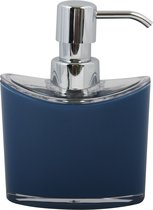 MSV Distributeur/Distributeur de savon Aveiro - Plastique PS - bleu foncé/argent - 11 x 14 cm - 260 ml