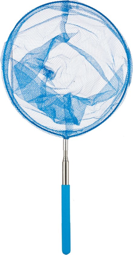 Ibergarden Schepnet/visnet/vlindernet - Uitschuifbaar - blauw - van 38 cm tot 75 cm