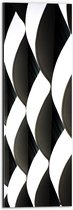 Dibond - Wit met Zwart Golvend Patroon - 20x60 cm Foto op Aluminium (Met Ophangsysteem)