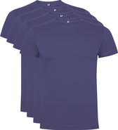 4 Pack Dogo Premium Unisex T-Shirt merk Roly 100% katoen Ronde hals Denim Blauw, Maat 3XL
