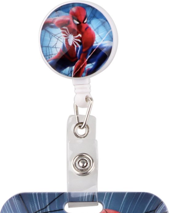 Porte-badge - Porte-cartes de travail - Spiderman - Vertical incl cordon de serrage assorti - bleu avec rouge - porte-cartes avec clip - Porte-cartes - Spider man