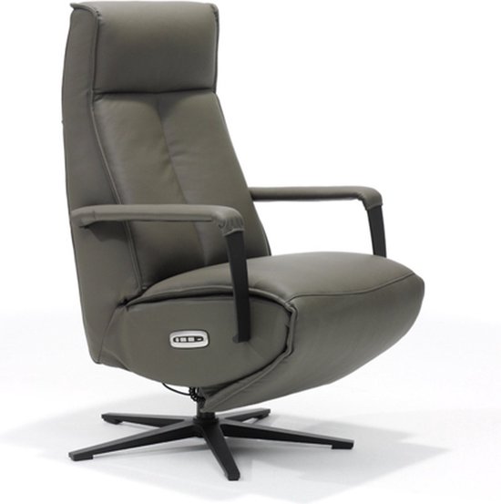 Relaxfauteuil antraciet met accu 70x83x113 cm echt leer