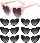 Vrijgezellenfeest zonnebrillenset Hearts 1x roze en 6x zwart - bril - bruid - zonnebril - vrijgezellenfeest