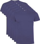 6 Pack Roly Dogo Premium Heren T-Shirt 100% katoen Ronde hals Denim Blauw, Maat L