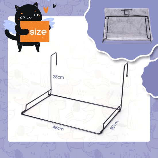 Nobleza 40AG5 - Kattenhangmat - Hangmat kat - Radiatorhangmat - Dierenhangmat - 60x31cm - Grijs