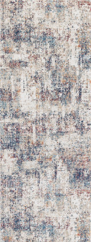 SURYA Buitenkleed - Balkon, Terras, Keuken - Modern Abstract Tapijt LEILA - Blauw/Grijs - 80x220 cm