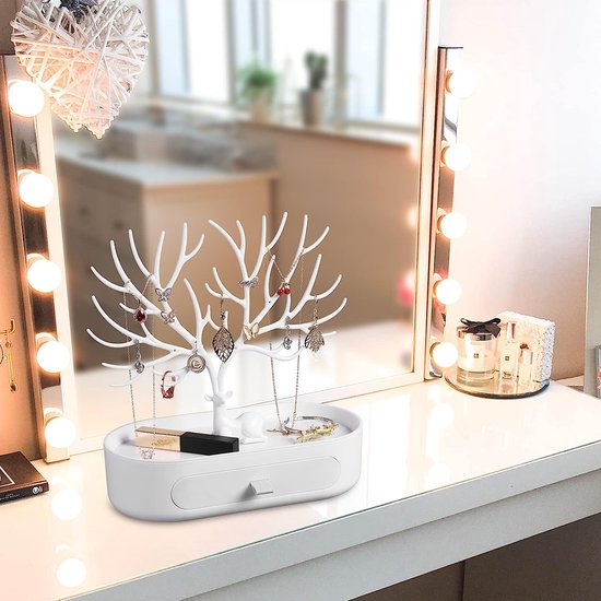 THYGIFTREE Roterende oorbel display voor leveranciers, sieraden standaard voor verkoop, kettingen en armbanden torens (natuurlijk hout