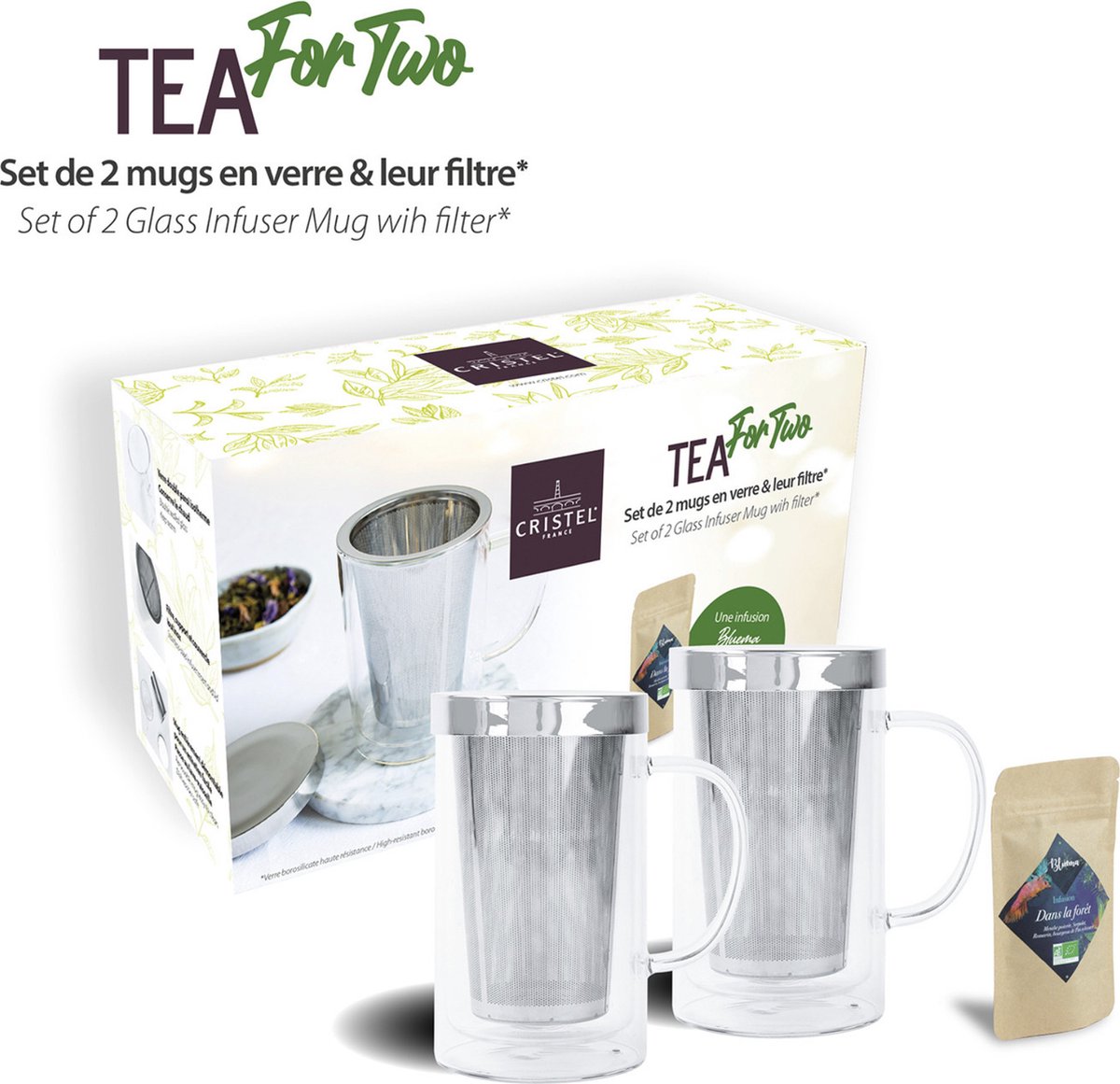 Cristel set « Tea for Two » 2 dubbelwandige theekopjes 0,4l