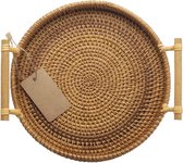 Broodmand dienblad rotan met handgrepen manddienblad mand dienbladen van wilgenvlechtwerk rond (28 cm diameter)