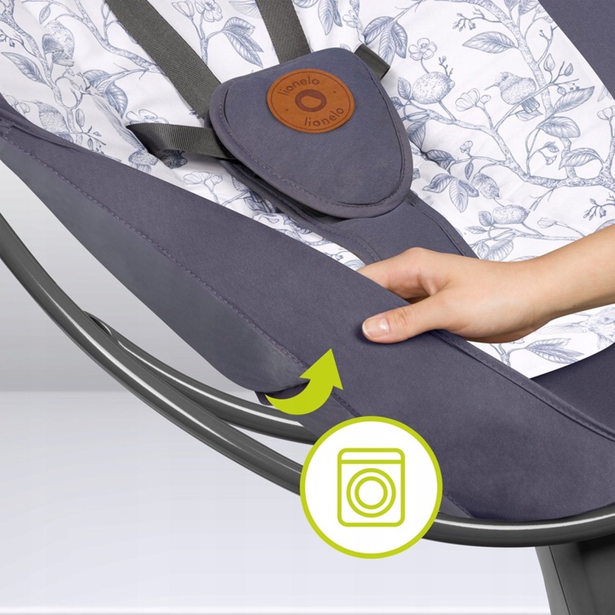 LIONELO Ralf 2-in-1 schommelbank ligstoel, bediening via afstandsbediening, 12 geprogrammeerde melodieën, 5 schommelsnelheden, blokkering, rugleuning instelling, timer (wit/grijs