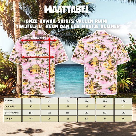 Hawaii Blouse Mannen - Shirt - Hemd - 100% Katoen - Overhemd Heren Korte Mouw - Made in Hawaii "Eiland Avonturen" Maat M