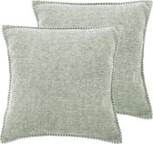 Tiseco Home Studio - Kussen DAMIAN (gevuld) - SET/2 - 100% polyester - met rits - hoes is wasbaar - voor bank, zetel, bed of stoel - Vierkant - 45x45 cm - Saliegroen