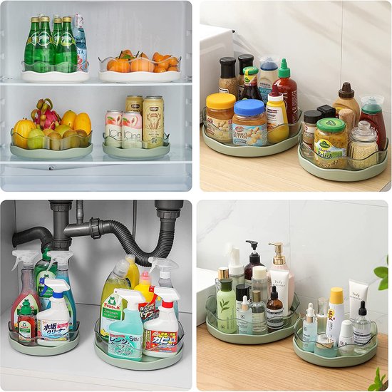 Draaiplateau Organizer 4 Stuks 25 Cm - Draaiplateau Voor De Koelkast Draaibare Kruidenorganizer Commode Kruidenrek