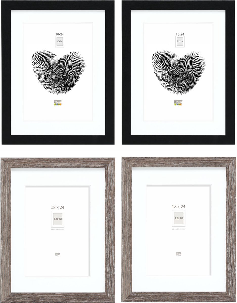 Deknudt Frames fotowand S66KMP 11 - 4 fotokaders - foto 13x18/18x24 cm zwart