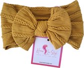 Cheveux in Stijl® Hairband Heidi Tumeric Yellow - Bandeau bébé large et doux avec un nœud noué accessoires pour cheveux pour filles enfants