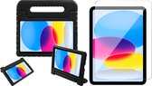 Hoes geschikt voor iPad 10.9 2022 - Screen Protector GlassGuard - Kinder Back Cover Kids Case Hoesje Zwart & Screenprotector