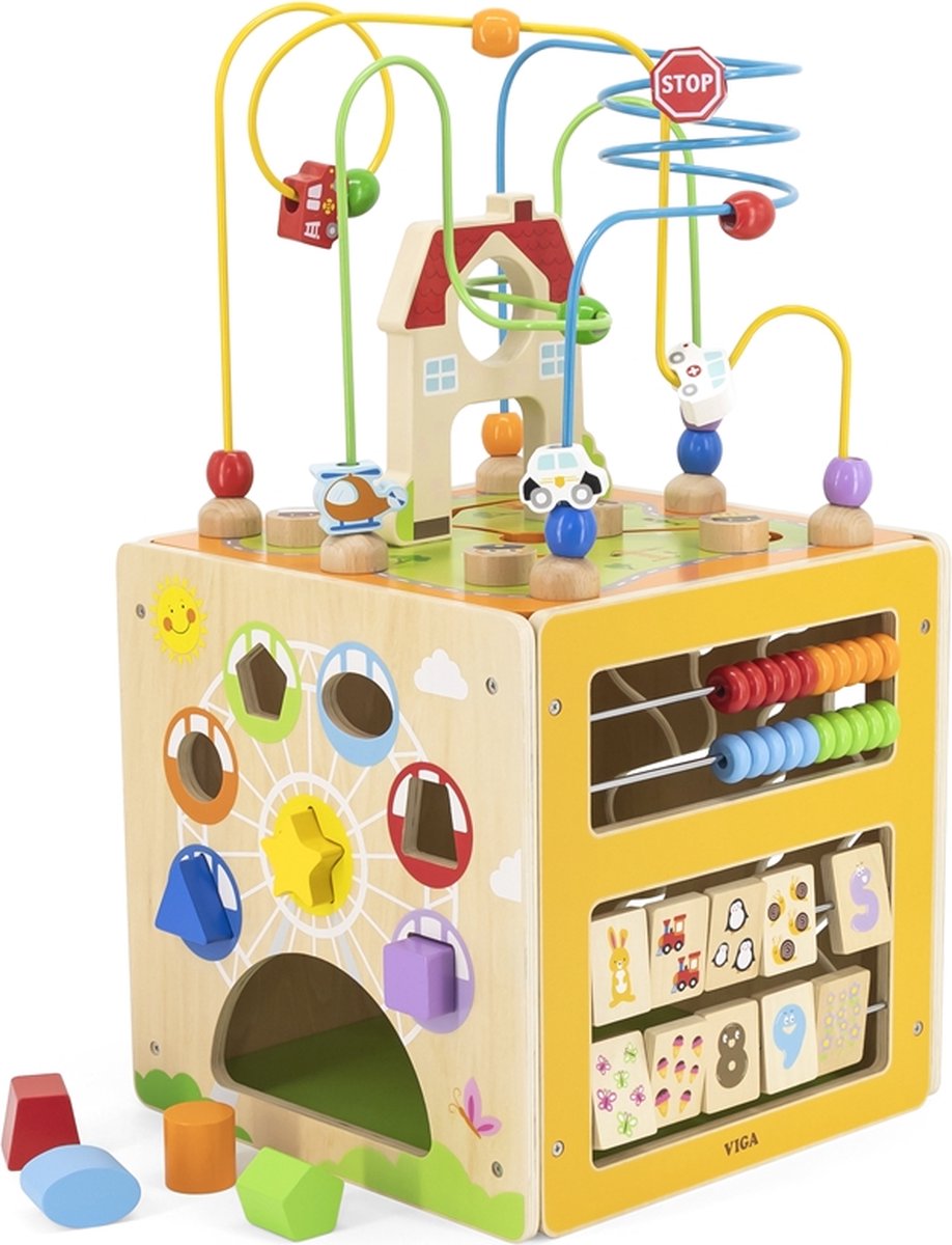 TrueForYou - Montessori 6-en-1 Moteur Cube Bébé Jouet Bois speelgoed Bébé  Noeuds