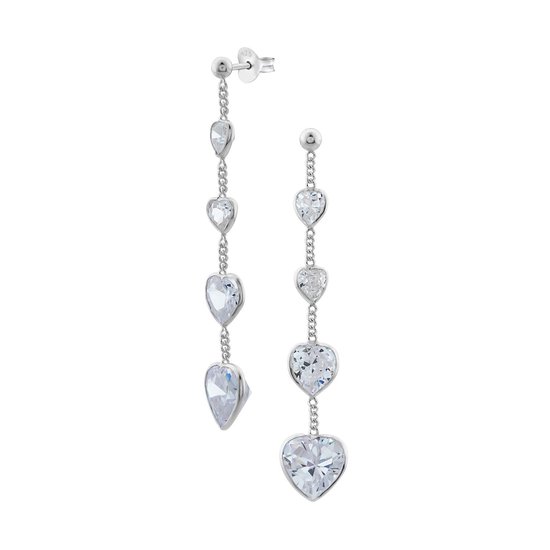 WeLoveSilver - zilveren oorstekers - kristallen hartjes - 925 zilver