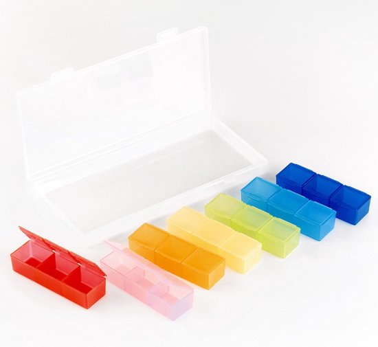 Wholesale Weekly 7 Days Pill Organizer Sliver 7 Compartments Plastic Pill Box Al