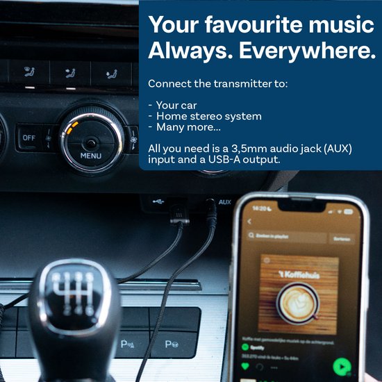 MMOBIEL Carkit Transmitter Bluetooth USB - Auto USB naar AUX Bluetooth Ontvanger - AUX BT Adapter - USB-A Bluetooth Audio Adapter naar 3.5mm Jack met Microfoon voor Handsfree Bellen van MMOBIEL — afbeelding 4