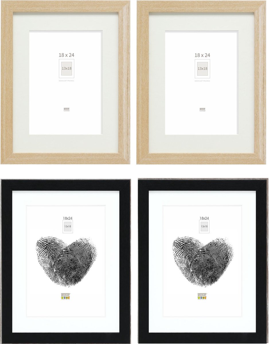 Deknudt Frames fotowand S66KMP 7 - 4 fotokaders - foto 13x18/18x24 cm naturel