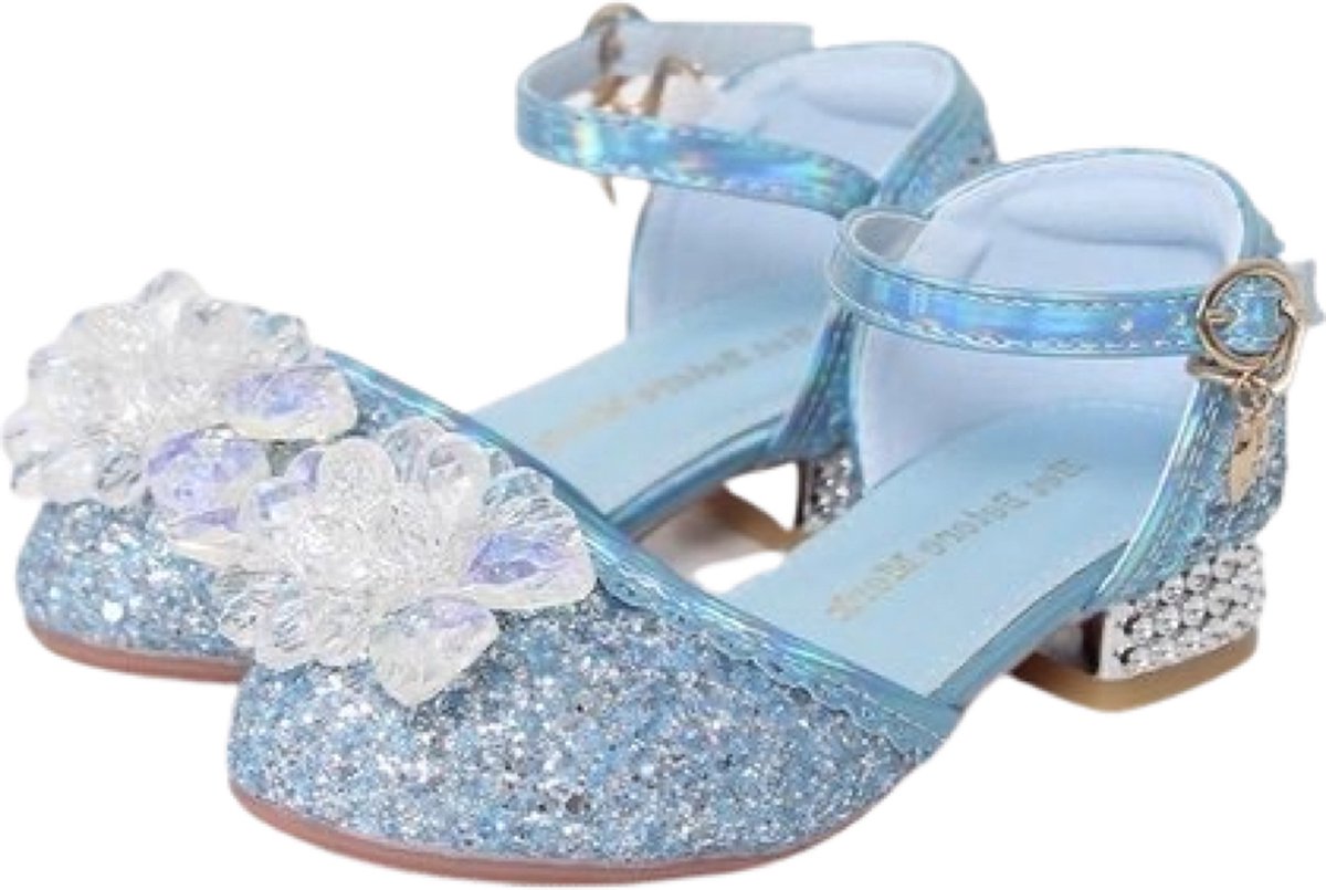 Prinsessen schoenen + Toverstaf meisje + Tiara (Kroon) - Blauw - maat 34 - cadeau meisje - prinsessen schoenen plastic - verkleedschoenen prinses - prinsessen schoenen speelgoed - hakschoenen meisje op Prijzenvolger.com