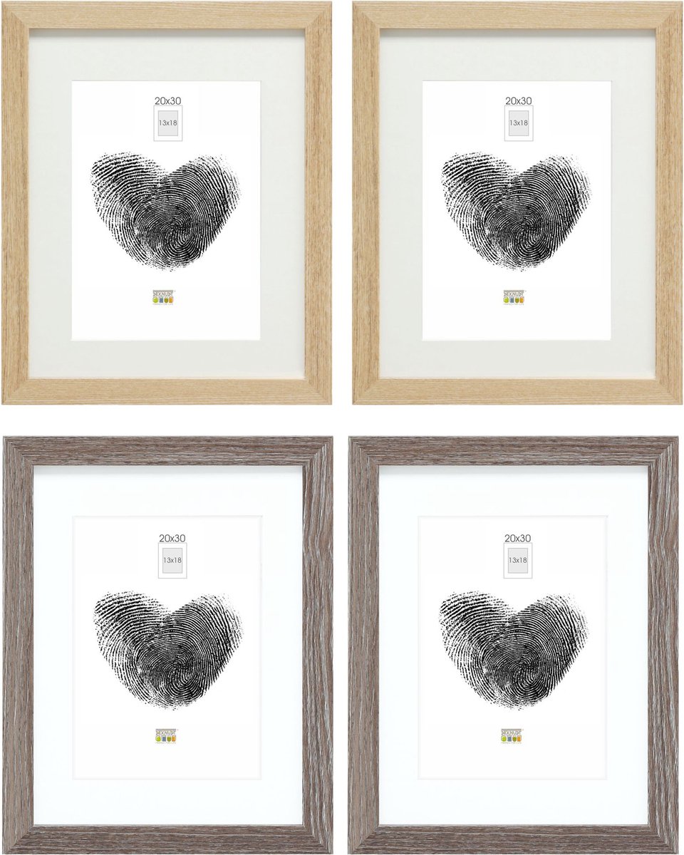 Deknudt Frames fotowand S66KMP 1 - 4 fotokaders - foto 13x18/20x30 cm naturel