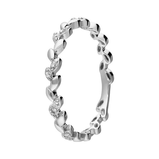 Lucardi Dames Zilveren ring blad - Ring - 925 Zilver - Zilverkleurig - 16.5 / 52 mm