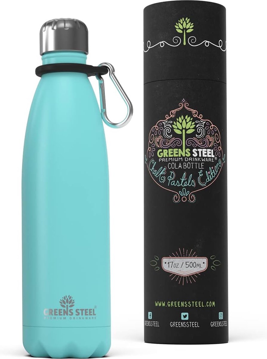 ater Bottle - Vacuüm geïsoleerde dubbele wand met Push Lid/Leak Proof Thermal Travel Sports Fles Koffie Kantine/Cola vorm Bonus waarde bundel door, blauw