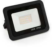 Buitenlamp ''Slim'' 30W - Wandlamp buiten 2550 lumen - LED Breedstraler IP66 - Schijnwerper 4000K - Zwart