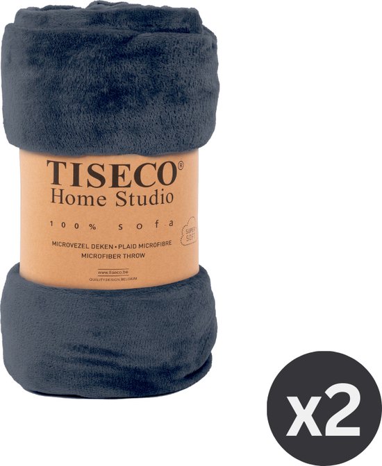 Tiseco Home Studio - Plaid COSY - SET/2 - microflannel - 220 g/m² - 130x160 cm - Blue signa