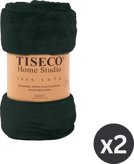 Tiseco Home Studio - Plaid COSY - SET/2 - microflannel - 220 g/m² - 130x160 cm - Zwart