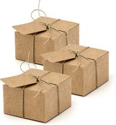 Boîte cadeau PartyDeco Kraft - Faveur de mariage - 50x avec étiquettes - marron - 6 x 4 cm