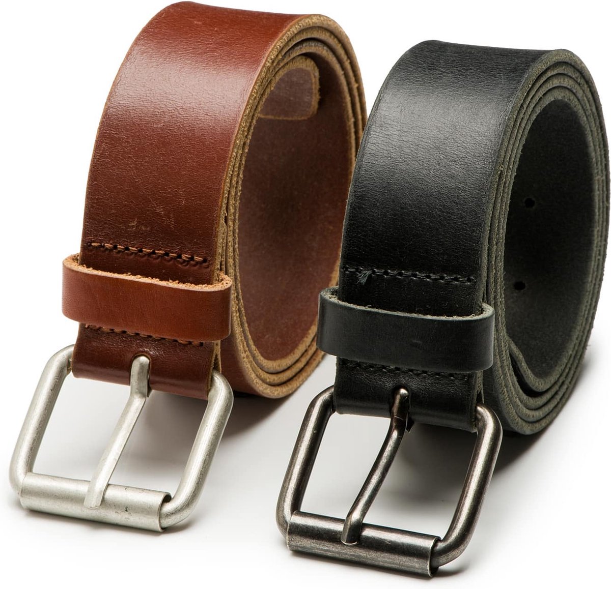 Leren heren riem Benjamin - duo pack - bruin & zwart - 4cm breed | bol.com