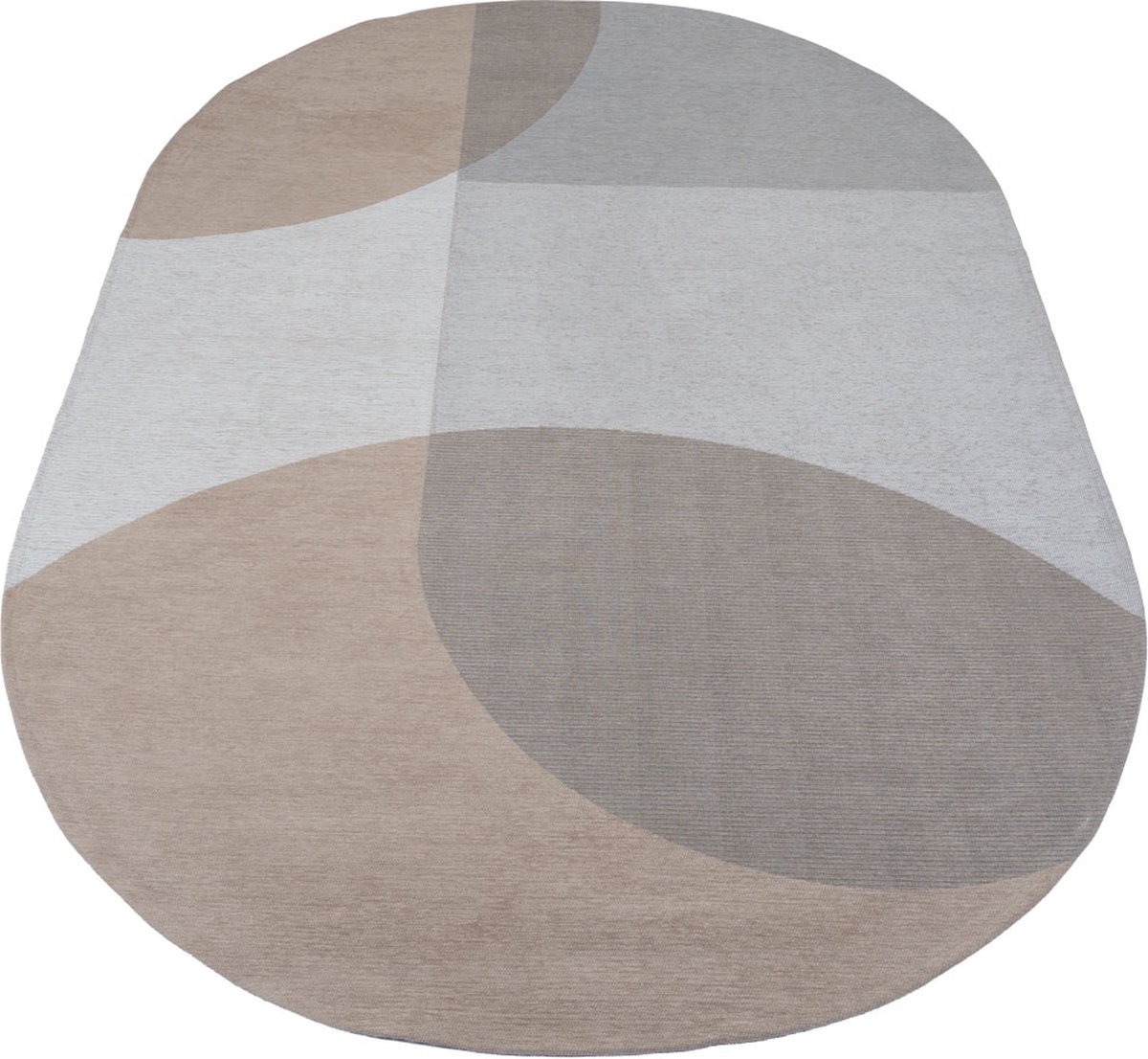 Vloerkleed Eli Beige - Ovaal 200 x 290 cm - Design Ovaal Vloerkleed met Grafische Vormen
