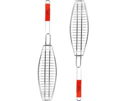 Elite BBQ/barbecue rooster - 2x - klem grill - metaal - 72x14x1cm - Speciaal voor vis