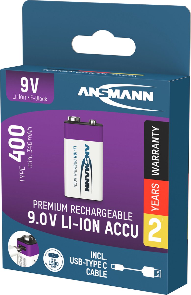 Ansmann Oplaadbaar Batterij 9-voudig En Usb-c